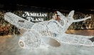 huge plane sculpture built with lights. at the Enchant Christmas village