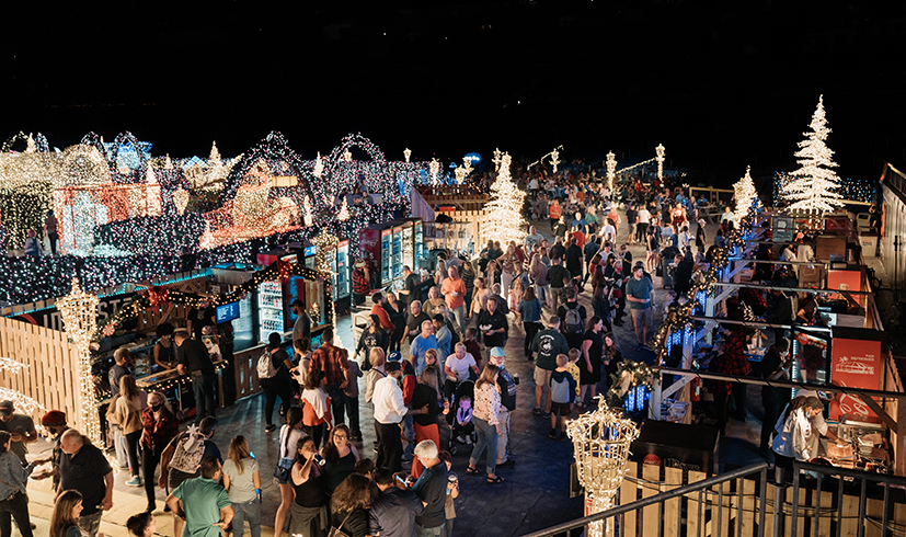 village view from up top at the Enchant Christmas village
